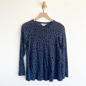 Boden Women's leopard print Black Blue Long Sleeve Pullover Shirt Top Size 4